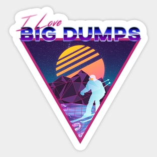 Retro Vaporwave Ski Mountain | I Love Big Dumps | Shirts, Stickers, and More! Sticker